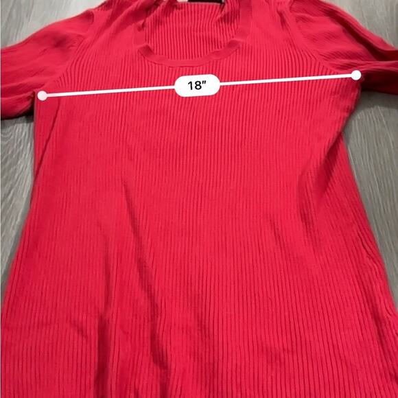 Lane Bryant Red Ribbed 3/4 Button Sleeve  Scoop Neck Pullover Sweater Size 18/20 - Picture 8 of 9
